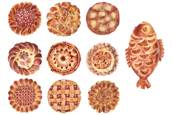 Bakery Products Watercolor Png & Illustrations