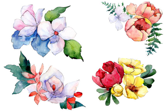 Bouquet Folk Wisdom Watercolor Illustrations