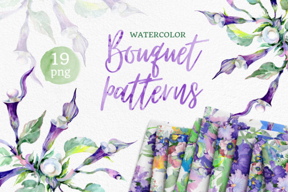 Bouquet of Flowers Mademoiselle Watercolor Png Illustrations