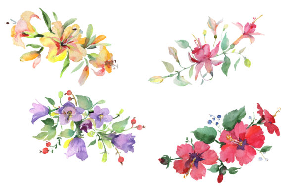 Bouquet Spring Wind Watercolor Illustrations