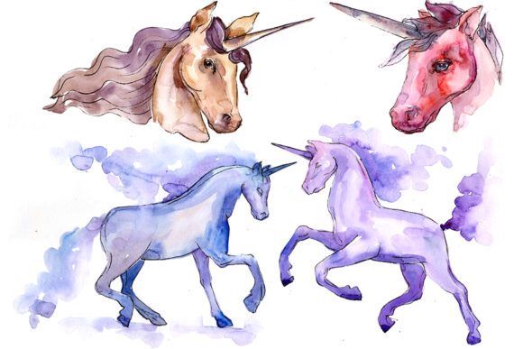 Classic Unicorn Image Watercolor & Illustrations
