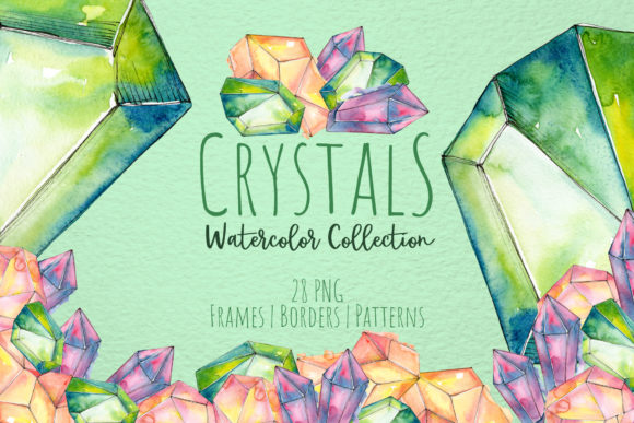Crystals Blue, Green, Red Watercolor Illustrations Review