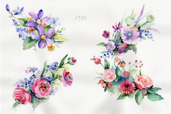 Cute Bouquet Flowers Watercolor Set: Illustrations Review