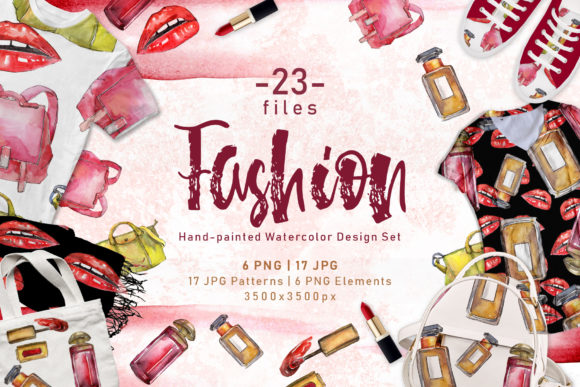 Fashion Accessories Watercolor Set Illustrations