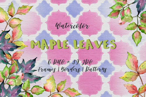 Maple Colorful Leaves PNG Watercolor Set