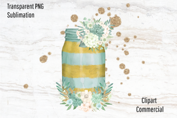 Mason Jar Clipart Watercolor Flowers Illustrations