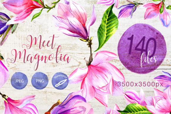 Meet Magnolia Watercolor Flower Set: Illustrations