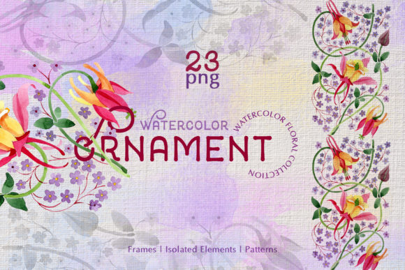 Ornament Violet Watercolor: Editorial Illustrations