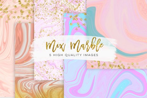 Pastel Watercolor Modern Marble Clip Art & Illustrations
