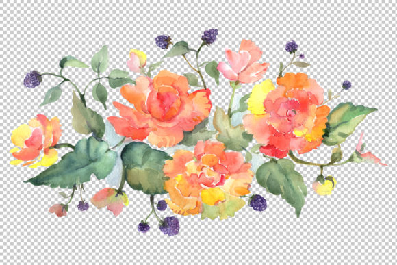 Reviewing Bouquet with Tea Roses Watercolor