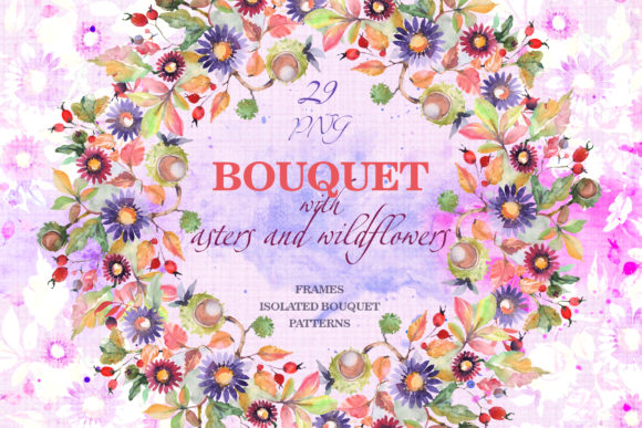 Watercolor Bouquet with Asters and Wildflowers Review